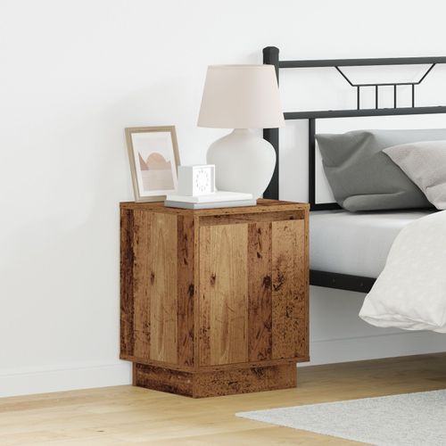 Vidaxl Table De Chevet Avec Lumières Led En Bois Ancien 39x34,5x50 Cm