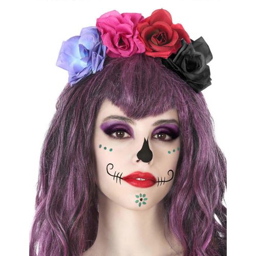 Serre-Tête Fleurs Multicolore Dia De Los Muertos Adulte