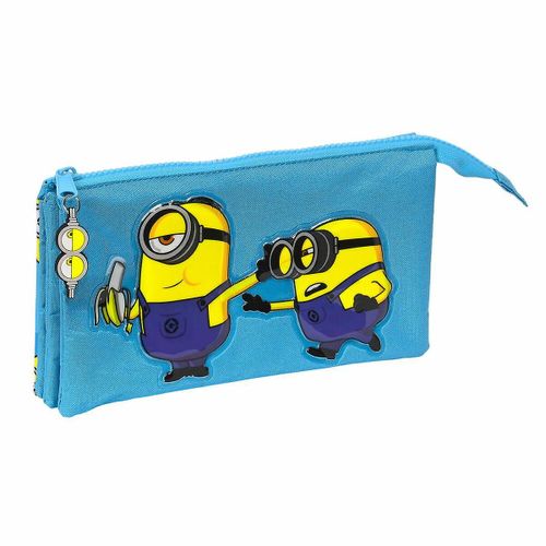 Trousse Fourre-Tout Triple Minions Minionstatic Bleu (22 X 12 X 3 Cm)
