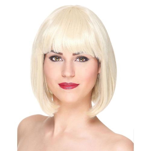 Perruque Luxe Blonde Carré Court Avec Frange Femme