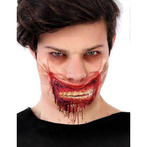 Fausse Cicatrice Machoire Zombie Ensanglantée 24 X 10 Cm