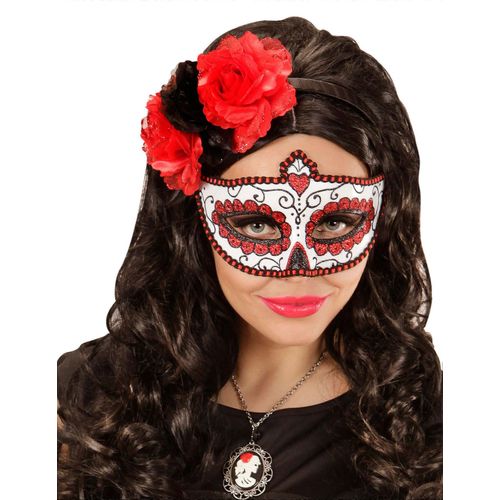 Loup Coloré Rouge Pailletté Adulte Dia De Los Muertos