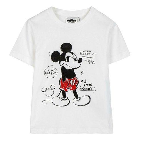 T-Shirt À Manches Courtes Pour Enfant Mickey Mouse Blanc