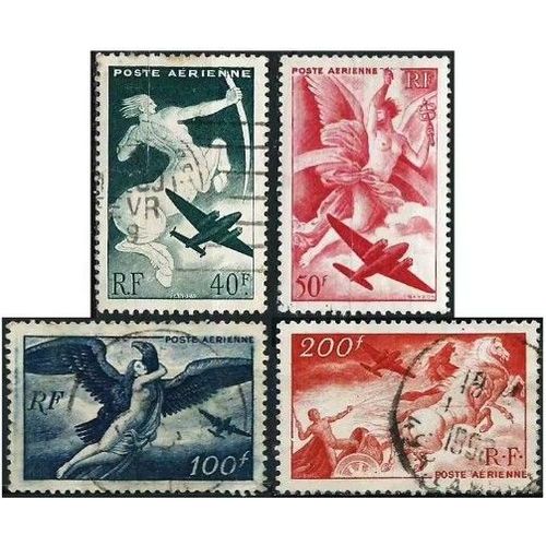 France 1946 / 47, Poste Aérienne, Belle Série Complète Mythologie, Timbres Neufs**/Oblitérés Yvert 16 Sagittaire, 17 Iris, 18 Égine Et Jupiter, 19 Char Du Soleil.