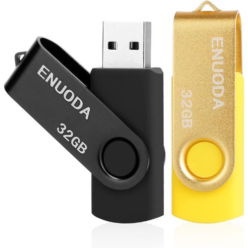 SHIBA-Lot de 2 Clé USB 32 Go USB 2.0 Flash Drive Stockage Rotation Disque Mémoire Stick pour Le Stockage et la Sauvegarde(Noir Oro[3
