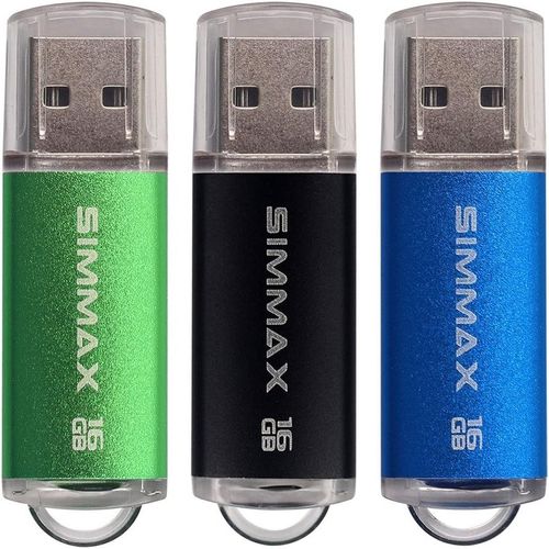 SHIBA-Clé USB 16 Go Lot de 3 Mémoire Stick USB 2.0 Flash Drive Pivotant Stockage Disque Pendrive par (16Go Noir Vert Bleu)[141]