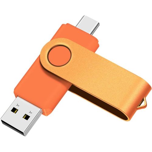 SHIBA-Clé USB C 16 Go OTG, USB 2.0 et Type C Flash Drive, Memory Stick pour Smartphone Android, Métal Orange[568]