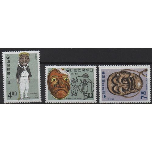 Corée Du Sud Timbres Masques De Folklore 1967