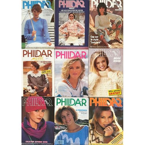 Lot De 9 Catalogues Revues Phildar - Tricot Mode Patron - Années 1970 - 1980 -