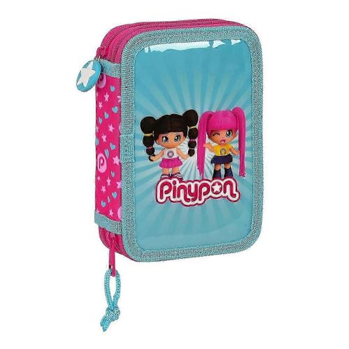 Plumier Double Pinypon Bleu Rose 12.5 X 19.5 X 4 Cm (28 Pièces)