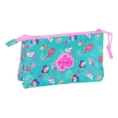 Fourre-tout triple My Little Pony Rose Magique Turquoise 22 x 12 x 3 cm