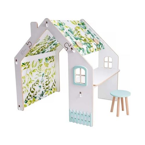 Maisonnette Pour Enfant En Bois 'bianelli' Avec Bureau - 114 X 93 X 120 Cm - Blanc / Menthe