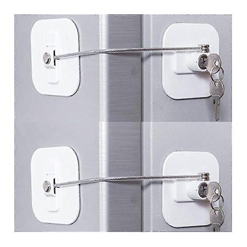 Serrure de réfrigérateur, Mini serrure de réfrigérateur avec clé Compatible adultes, Serrure Compatible A Réfrigérateur, Porte d¿armoire (blanc 2pac-dt