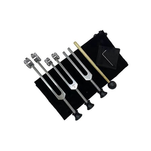 Ensemble De Diapason (128hz, 256hz, 512hz) Pour La Thérapie Avec Marteau En Silicone, Outil De Réparation, Chiffon De Nettoyage
