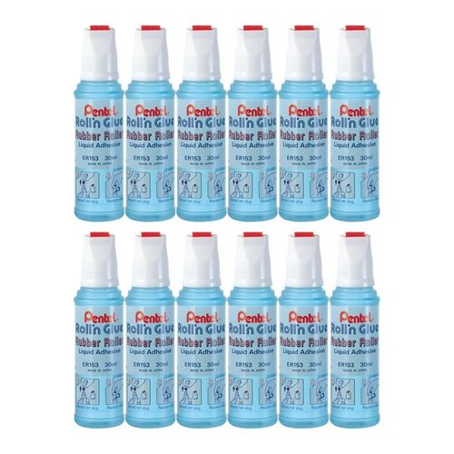 Pentel Lot De 12 Flacons Colle Roller Roll'n Glue Er153-Gs 30 Ml