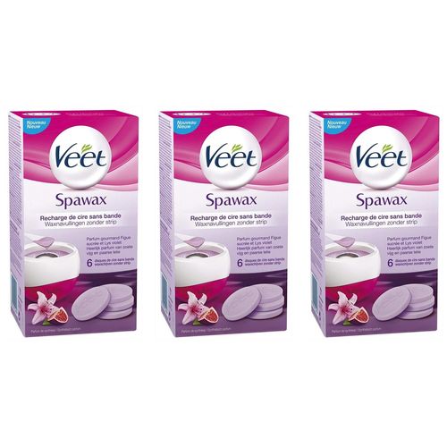 Veet Lot De 3 Recharges Cire Sans Bande Spawax - Figue Sucrée Et Lys Violet - 6 Disques