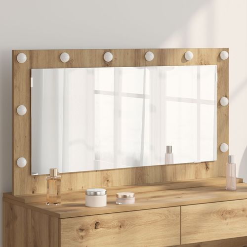 vidaXL Miroir de vanité Chêne fait main Bois et verre 100 x 55 cm