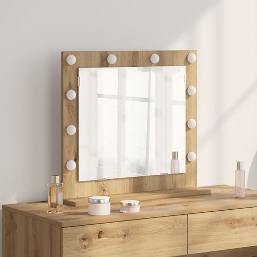 vidaXL Miroir de Maquillage Chêne Artisan Bois, Verre 60 x 55 x 18 cm
