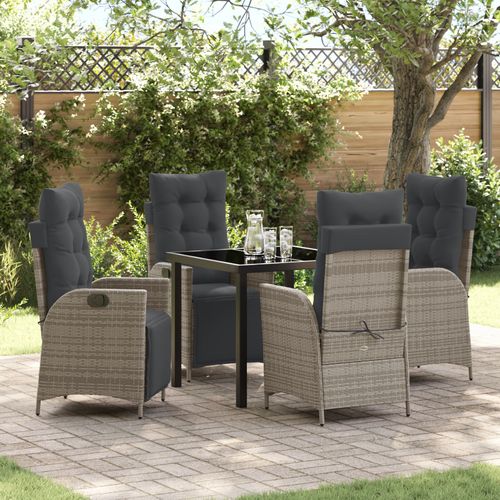 Vidaxl Set De 5 Pièces De Salle À Manger De Jardin Gris En Poly Rattan.