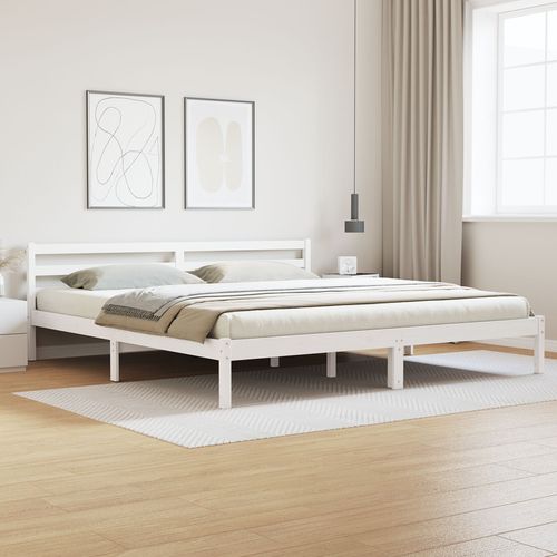 Vidaxl Lit Avec Tête De Lit Blanc 200x220 Cm En Bois Massif Pin