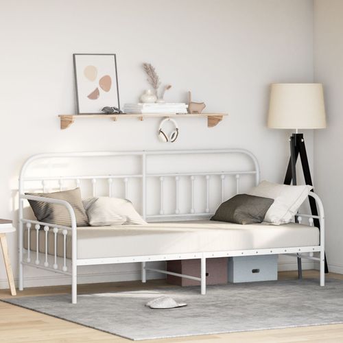 Vidaxl Cadre De Lit De Jour Blanc 100x200 Cm En Acier