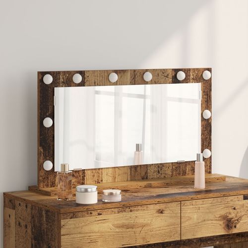 Vidaxl Miroir De Maquillage Bois Ancien Bois, Verre 80 X 45 X 18 Cm