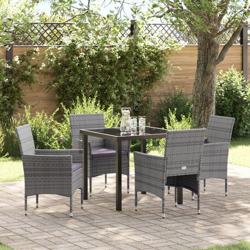 Vidaxl Set De Salle À Manger De Jardin 5 Pièces Gris Rotin Poly