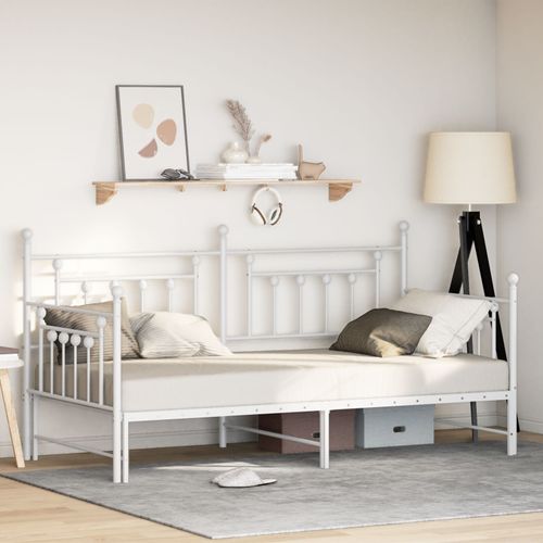 Lit Daybed Vidaxl Avec Lit Gigogne Blanc 90x190 Cm En Acier