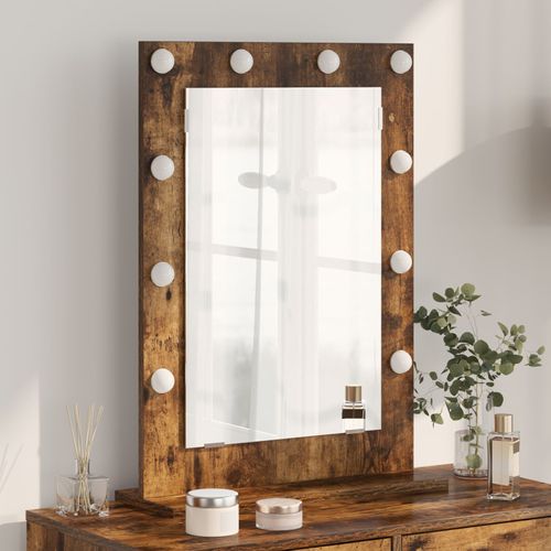 vidaXL Miroir de vanity Chêne fumé Bois, Verre 70 x 50 x 18 cm Miroir