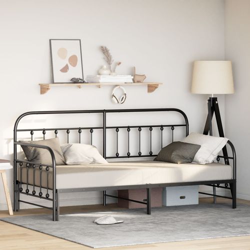 Cadre De Lit Daybed Vidaxl Avec Lit Gigogne Noir 90x200 Cm En Acier