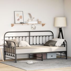 Cadre De Lit Daybed Vidaxl Avec Lit Gigogne Noir 90x200 Cm En Acier