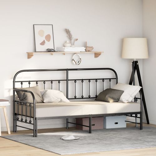 Cadre De Lit Jour Vidaxl Avec Lit D'appoint Noir 80x200 Cm En Acier