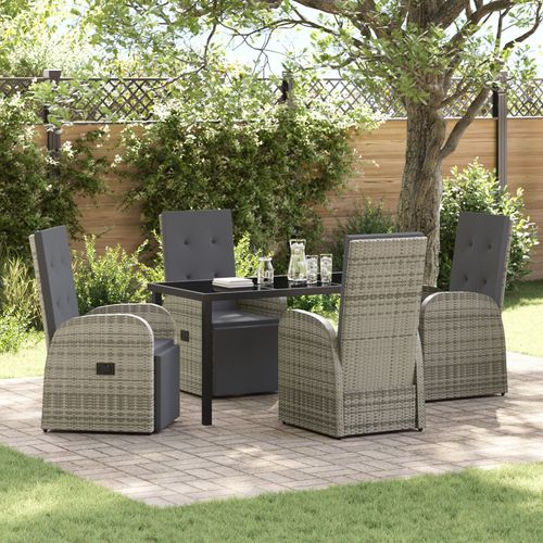 Vidaxl Ensemble De Jardin 5 Pièces Avec Coussins Gris Rattan Poly