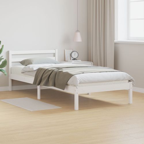 Cadre De Lit Vidaxl Avec Tête De Lit Blanc 100x210 Cm En Bois De Pin Massif