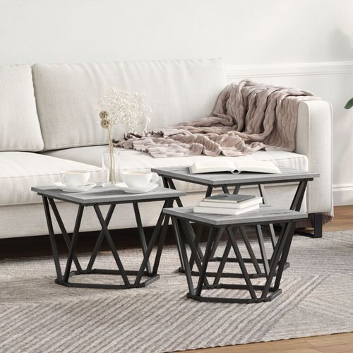 Tables D'appoint Vidaxl 3 Pcs Gris Sonoma En Bois D'ingénierie
