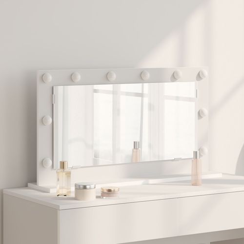 Vidaxl Miroir De Coiffeuse Blanc Plastique, Verre 80 X 45 X 18 Cm