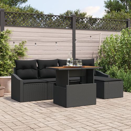 Vidaxl Ensemble De Salle À Manger 6 Pièces Avec Coussins En Poly Rattan Noir