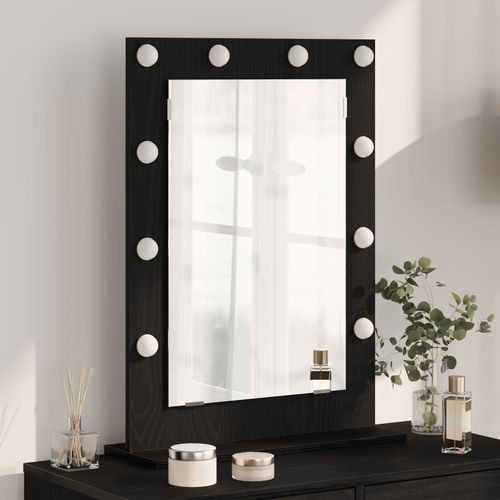 Vidaxl Miroir De Coiffure Chêne Noir Bois 70 X 50 X 18 Cm