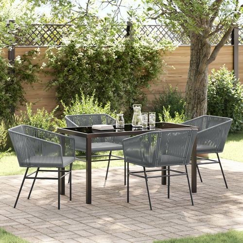 Vidaxl Set De Salle À Manger De Jardin De 5 Pièces Avec Coussins Gris Poly Rattan