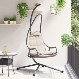Vidaxl Chaise Suspendue Avec Support Et Coussin Taupe Acier