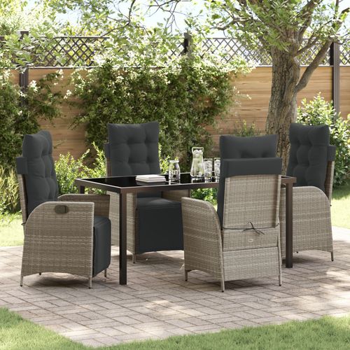 Vidaxl Ensemble De 5 Pièces De Salle À Manger De Jardin Gris Clair En Poly Rattan