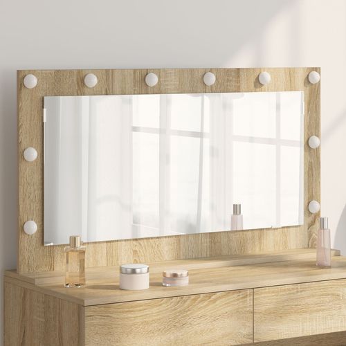 vidaXL Miroir de maquillage Chêne Sonoma MDF, Verre 100 x 55 x 18 cm