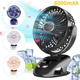 Petit Ventilateur De Bureau À Clipser,Portable,Personnel,Usb,Maison,Bureau,Voyage,Lit,Poussette,Camping,Extérieur,Voiturette De Golf - Type Black(6000mah)
