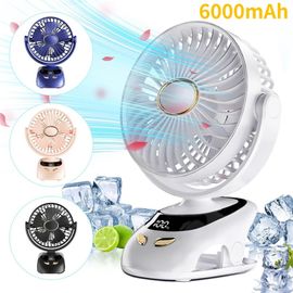 Petit Ventilateur De Bureau À Clipser,Portable,Personnel,Usb,Maison,Bureau,Voyage,Lit,Poussette,Camping,Extérieur,Voiturette De Golf - Type White(6000mah)