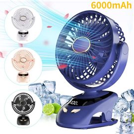 Petit Ventilateur De Bureau À Clipser,Portable,Personnel,Usb,Maison,Bureau,Voyage,Lit,Poussette,Camping,Extérieur,Voiturette De Golf - Type Blue(6000mah)