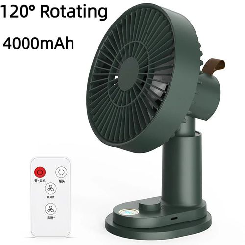 Ventilateur de bureau portable aste par USB,mini ventilateur de sol pliant,silencieux avec clip,camping en plein air,maison et bureau,4000mAh - Type Green Update Version