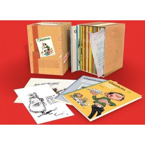 Gaston - Intégrale - Coffret En 22 Volumes - Avec 22 Dédicaces De Franquin Reproduites Sur Ex-Libris Et 1 Contrat De Mesmaeker
