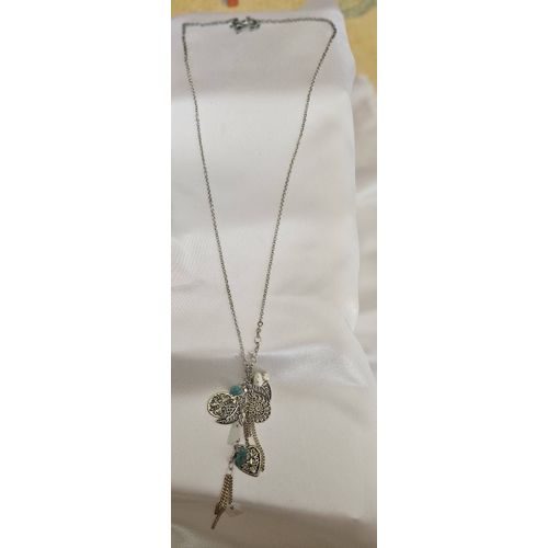 Sautoir Argent Avec Breloques Neuf
