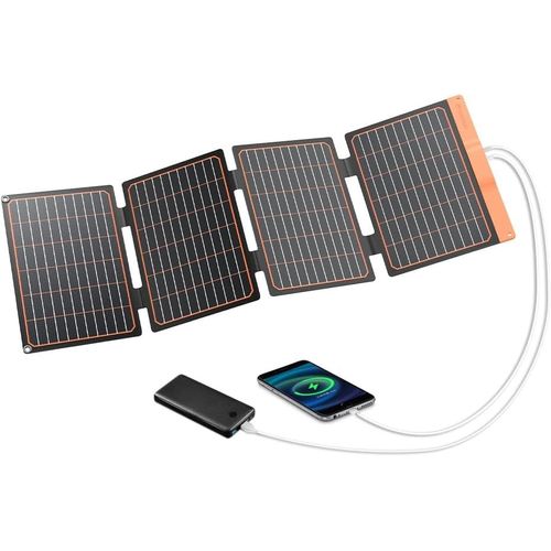 Panneau Solaire Pliable, 40w Chargeur Solaire Portable Ip67 2 Ports Usb(A/C) Qc 3.0 Pour Smartphone Powerbank Caméra Voyage Survie[H515]