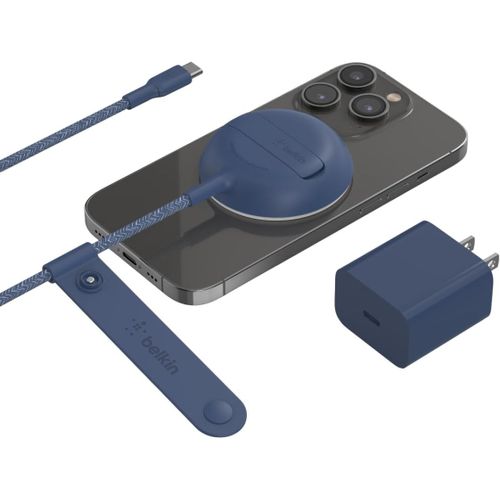Chargeur Sans Fil Portable Magsafe (Charge Rapide Jusqu'à 15 W, Support Intégré Pour Une Compatibilité Parfaite Avec Les Modèles D'iphone 13 Series, Adaptateur Secteur Non Inclus, Bleu)[H1022]